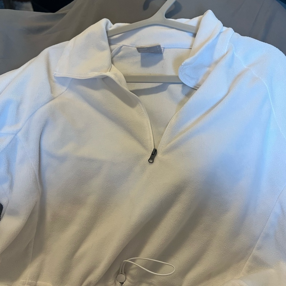 Columbia White Fleece Zip-Up Jacket